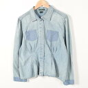 ラルフローレン LAUREN JEANS COMPANY エルボーパッチ付き 長袖 デニムシャツ レディースXL Ralph Lauren /wae3522 【中古】 【170526】