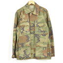 米軍実品 U.S.M.C ウッドランドカモ 迷彩柄 ミリタリー ユーティリティシャツ メンズM /wah1424 【中古】 【170912】【SS1903】