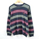 90年代 トミーヒルフィガー TOMMY HILFIGER マルチボーダー コットンニットセーター メンズL /wba4346 【中古】 【190218】【TS1911】【ws2001】【【WS2001】】