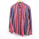 90年代 トミーヒルフィガー TOMMY HILFIGER マルチストライプ 長袖 ボタンダウンストライプシャツ メンズL ヴィンテージ /wbg4409 【中古】 【190811】【PD190912-1】【CS2003】【【SS2003】】