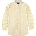 JAMリメイク パールボタン ラルフローレン Ralph Lauren 長袖 ボタンダウンストライプシャツ レディースL /eaa037149 【中古】 【200517】
