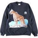 NATIONAL WILDLIFE FEDERATION レオパード柄 ヒョウ柄 アニマルプリントスウェット トレーナー USA製 メンズL /eaa087219 【中古】 【200926】