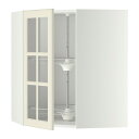 【★IKEA/イケア★】METOD コーナーウォールキャビネット 回転式収納/ガラス扉付き 68x68x80 cm/ ボード オフホワイト/491.198.04