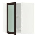 【★IKEA/イケア★】METOD コーナーウォールキャビネット 回転式収納/ガラス扉付き 68x68x80 cm/ エーケスタード ブラウン/491.206.66