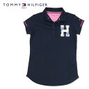 TOMMY HILFIGER GOLF(トミーヒルフィガー ゴルフ) 半袖ポロシャツ THLA036 FLOWER H LOGO POLO SHIRT ゴルフウェア UVカット 吸水速乾 ネイビー