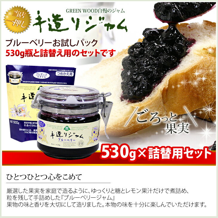 【送料無料】 お試しパック♪ 手造りジャム ブルーベリー530g×詰替え用セット ギフト対…...:jamtedukuri:10000035