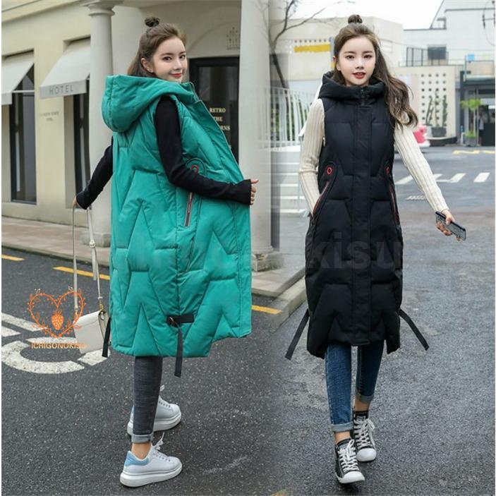 ダウンベスト レディース ロングベストロング丈コート 厚手 暖かい ダウンジャケット 女性用 秋冬 中綿ベスト 防寒 ゆったり 防寒着 おしゃれ 大きいサイズ
