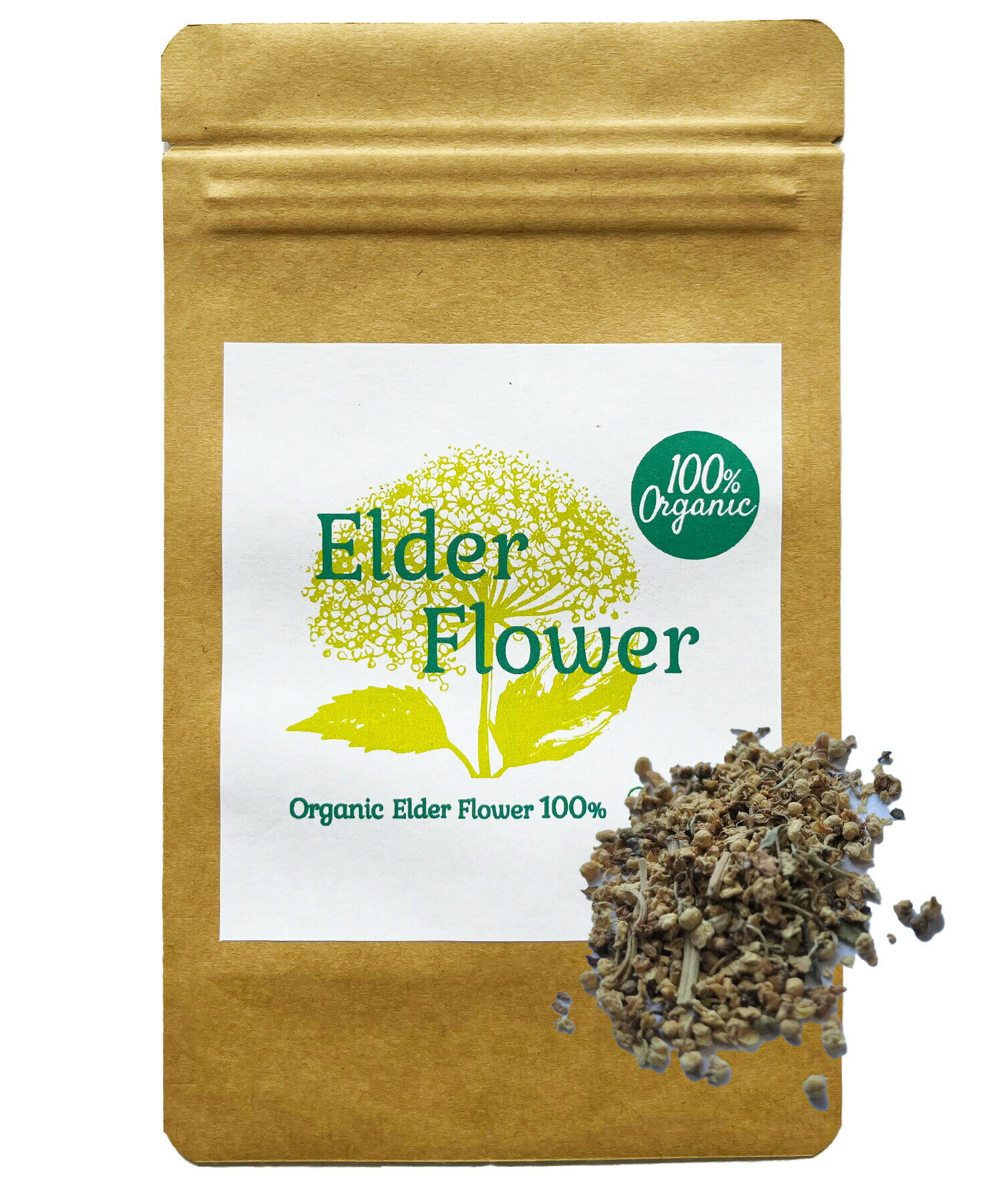 【新商品レビューキャンペーン対象】100%オーガニック ドライ エルダーフラワー / Elder Flower 100g セイヨウニワトコ ケルセチン フラボノイド クロロゲン酸 リラックス ハーブ ティー 風邪 花粉症 発熱 インフルエンザ アーユルヴェーダ