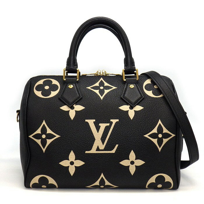 【対象品3％OFF＆全品P3倍★20日・21日限定】 ルイ・ヴィトン Louis Vuitton ボストンバッグ/ハンドバッグ/ショルダーバッグ スピーディ・バンドリエール 25 M58947 ブラック/ベージュ バイカラー モノグラム・アンプラント レザー ゴールド金具 【中古】