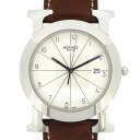 【マラソン期間中P2倍】 エルメス HERMES 腕時計 Hウォッチロンド HR1.710 カレンダー シルバー 文字盤 SS ブラウン 革 クオーツアナログ 【中古】