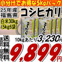 25年福島県産コシヒカリ白米30kg(5kg×6)(沖縄・全ての離島へお届け不可)25年 新米 販売開始です★