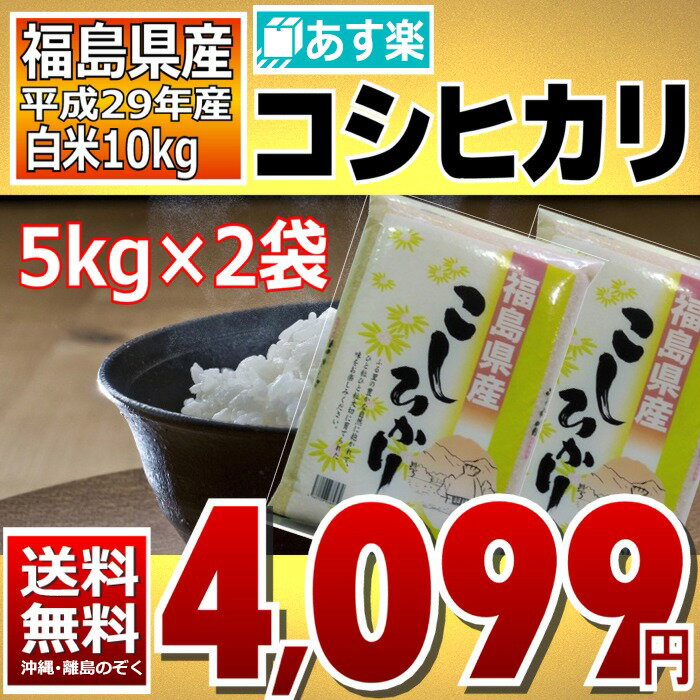 コシヒカリ 5kg×2袋 白米 10kg 福島県 29年産 送料無料 あす楽_土曜営業（3月末まで限定特価）