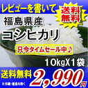 レビューを書いて送料無料22年福島県産コシヒカリ 10kg　※沖縄・全ての離島へお届け不可福島県：週末タイムセール3,090円⇒2，990円!!食品も同梱OK♪