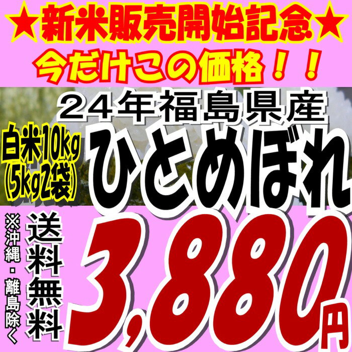 ★新米販売開始記念★今だけ3,880円！【送料無料】24年福島県産ひとめぼれ白米10kg(5kg×2)(沖縄・全ての離島へお届け不可)【白米5キロ×2袋】【tohoku】【がんばろう福島】【ヒトメボレ】【米