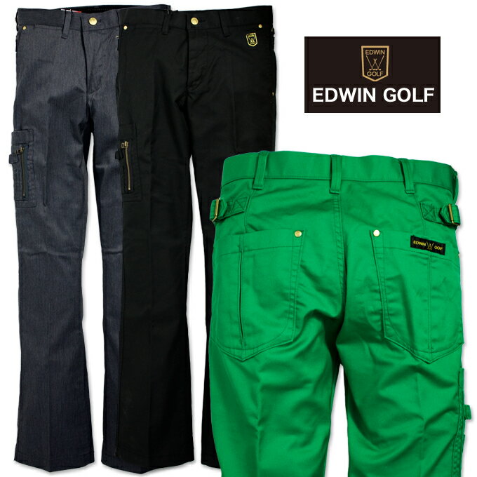 【EDWIN GOLF エドウィンゴルフ】 GOLF ゴルフ ストレッチシューカットトラウザー KG512-001,002,019【ID対象商品】/EDWINから美脚シルエットのゴルフパンツ登場！シューカットタイプで脚長、サイドポケットにはスコアカード、ティー、グリーンホーク等が収納出来ます。