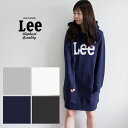 【Lee リー】 Leeロゴ プリント ロング スウェット パーカ LS7323/レディース/トップス/ワンピース/ロングパーカ/パーカー/フード/ロゴ/裏起毛/裏毛/カジュアル/スウェットワンピ