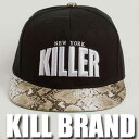 KILL BRAND キルブランド リアルパイソンロゴプリントCAPロックファッション パンクファッション ストリート キャップ ロック 着こなし 帽子 メンズ パンク ロック