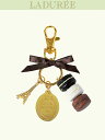 Les secrets LADUREE Paris(スクレ・ラデュレ)☆黒☆マカロン ストラップ チャーム キー ホルダー リング♪ブラック×ホワイト×ベージュ♪