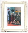 絵画 「bothered mom 2」 水彩/パステル 原画 静物画 風景画 絵 お部屋に飾る絵 アンティークホワイト フォトフレーム ヨーロピアンインテリア 額縁 写真たて Yumi Kohnoura 神之浦由美 壁掛け・卓上両用 ドイツ テディベア 犬【現品限り】