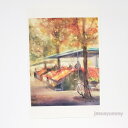 「Fruits Marche」 Yumi Kohnoura作 オリジナル・ポストカード 絵はがき 葉書 絵画 スウェーデン ストックホルム 風景 風景画 マルシェ 【ネコポス対応】
