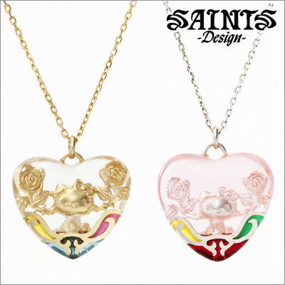 【送料無料】＜HELLO KITTY×SAINTS＞（ハローキティ×セインツ）ローズハートキティネックレス （シルバー or ゴールド）★ワールドカップを応援しよう★