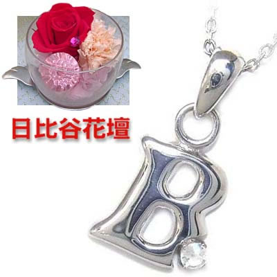 いつまでも素敵なお母さんへのプレゼント今ならラッピング無料◆（母の日限定）「B」イニシャルモチーフ( 6月誕生石 ) ムーンストーンペンダントネックレス（日比谷花壇カーネーション付き）【SUEHIRO】