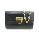Salvatore Ferragamo(サルヴァトーレ・フェラガモ) チェーンロングショルダーバッグ 斜め掛け 黒 ブラック レザー【ブランドバッグ】 【中古】 netshop