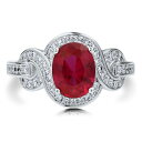 【送料無料】豪華1.86ct 合成 ルビー オーバルカット リング (指輪 レディース ジュエリー アクセサリー スワロフスキー 一粒 シンプル 誕生日プレゼント プレゼント 彼女 女性 妻 サイズ シルバー シルバー925 ゴールド プラチナ 母の日 ギフト キュービックジルコニア)