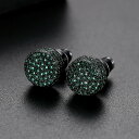 【全品50%OFF!ウィンターセールプレイベント】【10日返品保証/3ヶ月修理保証】 送料無料 プチプラ ピアス 両耳用 レディース キュービックジルコニア ホワイトとグリーン 真鍮 ピンクゴールド ブラック スタッド シンプル おしゃれ きれいめ パヴェ ラウンド e19080904