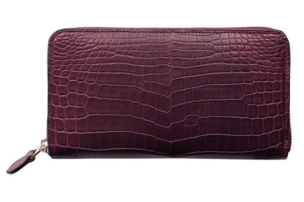 送料無料 ラウンドファスナー長財布 GREDEERクロコダイル GCKW003E-Z ワイン ギフト対応