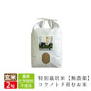 新米 無農薬 玄米 無農薬 無化学肥料 送料無料 玄米 2k...