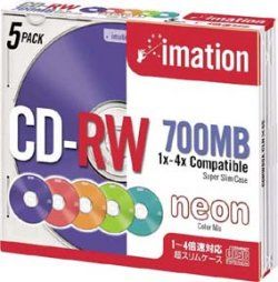 CDRW80ACLNX5S【税込】 イメーション データ用4倍速対応CD-RW 5枚パック 700MB カラーミックス [CDRW80ACLNX5S]【返品種別A】