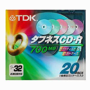 CD-R80TX20CCN【税込】 TDK データ用700MB 32倍速対応CD-R　20枚パック　カラーミックス [CDR80TX20CCN]【返品種別A】
