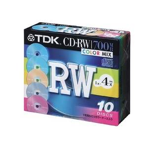 CD-RW80X10CCS【税込】 TDK データ用4倍速対応CD-RW 10枚パック　700MB カラーミックス [CDRW80X10CCS]【返品種別A】