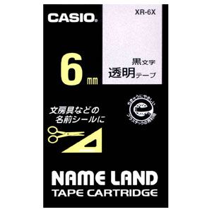 XR-6X【税込】 カシオ ネームランド用テープカートリッジ・透明テープ 透明/黒文字 6mm [XR6X]【返品種別A】