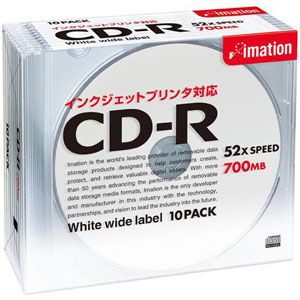 CDR80PWBX10P【税込】 イメーション データ用700MB 52倍速対応CD-R 10枚パック ホワイトプリンタブル [CDR80PWBX10P]【返品種別A】