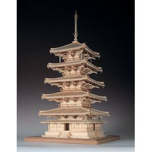 1/75 木製模型 法隆寺 五重の塔（レーザーカット加工） 【税込】 ウッディジョー [U…...:jism:10489149