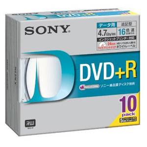 10DPR47HPSH【税込】 ソニー データ用16倍速対応DVD+R 10枚パック　4.7GB ホワイトプリンタブル SONY [10DPR47HPSH]【返品種別A】