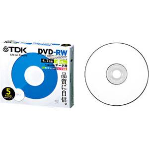 DRW47PB5S【税込】 TDK データ用4倍速対応DVD-RW 5枚パック 4.7GB ホワイトプリンタブル [DRW47PB5STDK]【返品種別A】