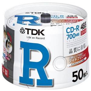 CD-R80PWDX50PB【税込】 TDK データ用700MB 48倍速対応CD-R 50枚パック ホワイトプリンタブル [CDR80PWDX50PB]【返品種別A】【2sp_120810_blue】