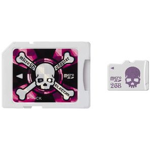 MF-MSSD02GPN【税込】 エレコム microSD カード「Loverish plus（Skull）」2GB・ピンク [MFMSSD02GPN]【返品種別A】【Joshin webはネット通販1位(アフターサービスランキング)/日経ビジネス誌2012】