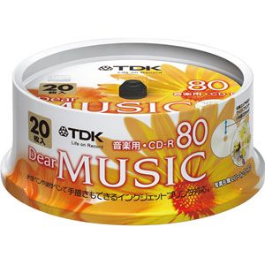 CD-RDE80PPX20PN【税込】 TDK 音楽用CD-R80分 20枚パックパールカラープリンタブル Dear MUSIC（ディア・ミュージック） [CDRDE80PPX20PN]【返品種別A】