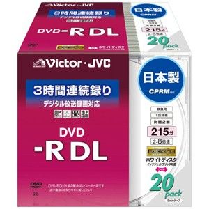 VD-R215CW20【税込】 ビクター 8倍速対応DVD-R DL プリンタブル20枚パック [VDR215CW20]【返品種別A】