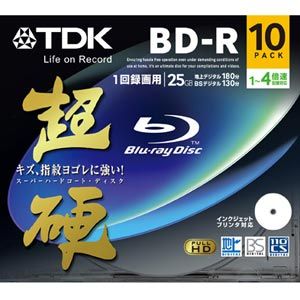 BRV25HCPWB10A【税込】 TDK 4倍速対応BD-R 10枚パック　25GB ホワイト プリンタブル 超硬 [BRV25HCPWB10A]【返品種別A】