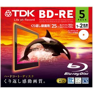 BEV25PWA5A【税込】 TDK 2倍速対応BD-RE 5枚パック　25GB ホワイト プリンタブル [BEV25PWA5A]【返品種別A】