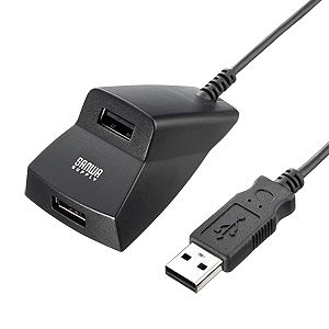 USB-HEX215BK【税込】 サンワサプライ 2ポート USB2.0ハブ(ブラック) [USBHEX215BK]【返品種別A】