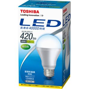 LDA6N/3【税込】 東芝 LED電球 一般電球形 5.6W（全光束：420lm/昼白色相当） E-CORE（イー・コア） [LDA6N3]【返品種別A】