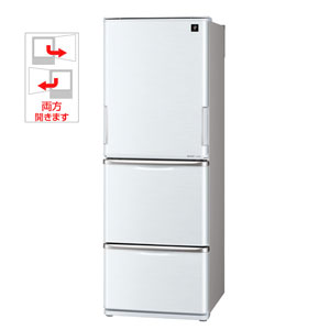 SJ-PW35W-S【税込】 シャープ 350L 3ドア冷蔵庫（クリアシルバー） SHARP プラズマクラスター冷蔵庫 どっちもドア [SJPW35WS]【返品種別A】【送料無料】