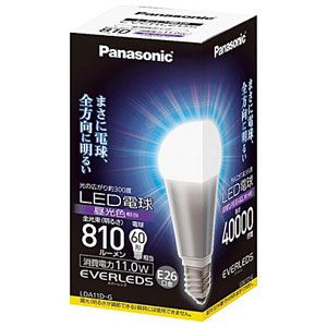 LDA11DG【税込】 パナソニック LED電球 一般電球タイプ 11.0W（全光束：810lm/昼光色相当） Panasonic　EVERLEDS(エバーレッズ) [LDA11DG]【返品種別A】