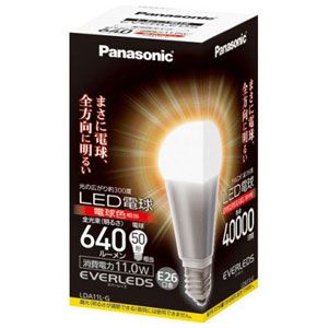 LDA11LG【税込】 パナソニック LED電球 一般電球タイプ 11.0W（全光束：640lm/電球色相当） Panasonic　EVERLEDS(エバーレッズ) [LDA11LG]【返品種別A】